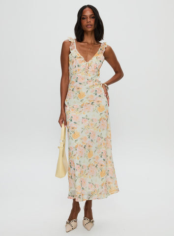 On A Wave Frill Detail Maxi Dress Multi