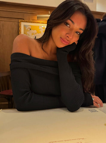 Morley Off Shoulder Sweater Black