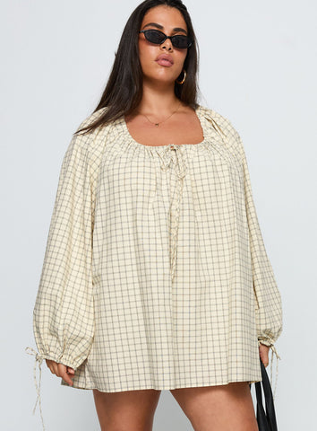 Preacher Playsuit White Check Curve