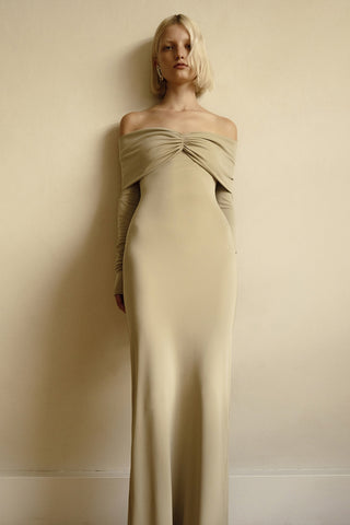 Matte Jersey Off Shoulder Maxi Dress