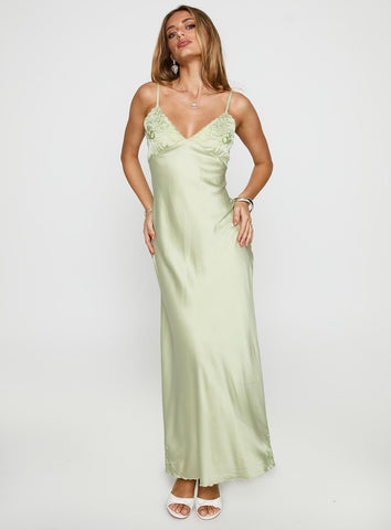 Cyrielle Embroidered Maxi Dress Sage