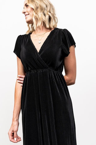 Athena Pleated Maxi Dress | Black
