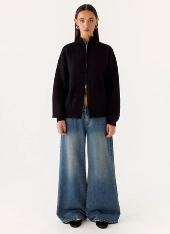 Davy Knit Zip Jacket - Black