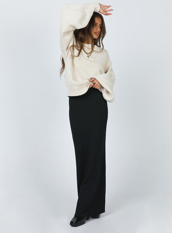 Harmony Balloon Sleeve Knit Sweater Beige