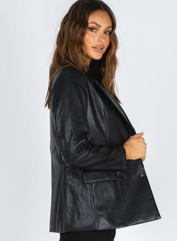 Ellen Faux Leather Blazer