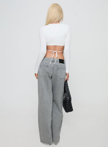 Ellanor Low Rise Slouch Denim Jean Washed Grey Petite