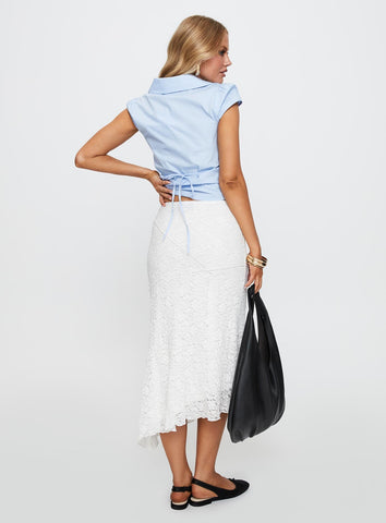 Mathylda Asymmetrical Lace Maxi Skirt White