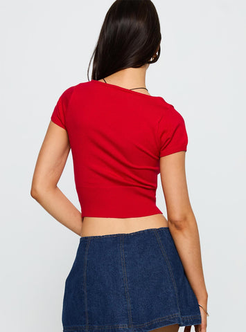Pretty Sweet Button Up Top Red