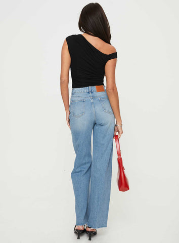 Henesey Raw Hem Jeans Mid Wash Tall