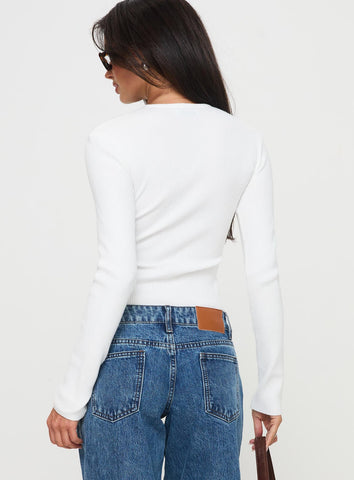 Suzu Long Sleeve Knit Top White