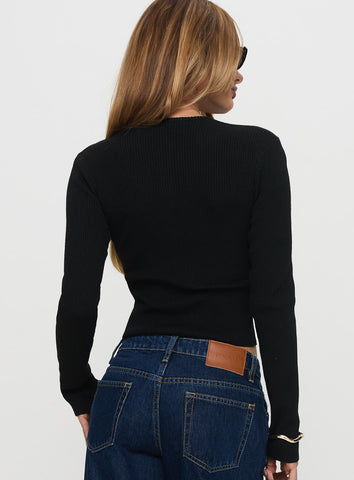 Suzu Long Sleeve Knit Top Black