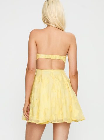 Loulani Strapless Mini Dress Lemon