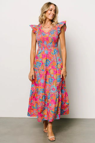 Ranchero Smocked Maxi Dress | Pink Multi