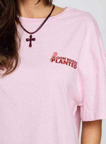 Flower Chart Oversized Tee Pink