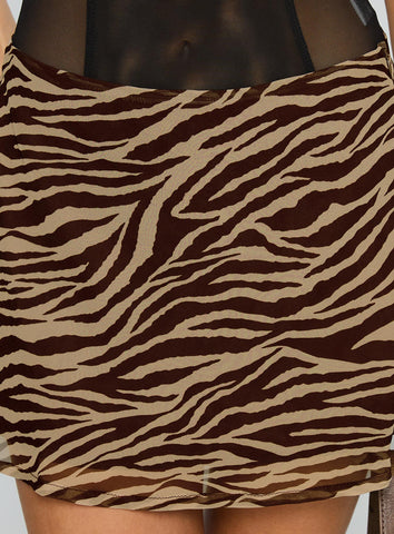 Feed The Soul Mini Skirt Brown / Zebra