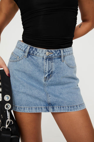 Nickei Denim Mini Skirt Light Wash