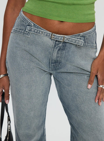 Slow Ride Belted Jeans Light Blue
