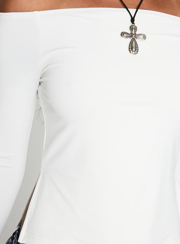 Maestro Off The Shoulder Top White