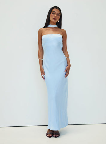 Legacies Strapless Maxi Dress Icy Blue Petite