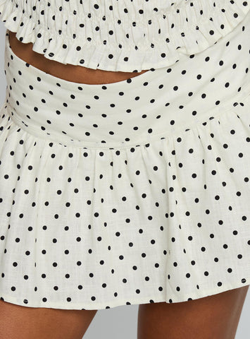 Tovie Frill Linen Blend Skort Cream Polka