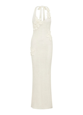 Novalee Flower Crochet Maxi Dress - Ivory