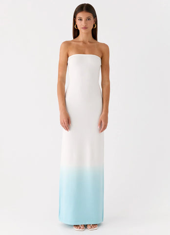 Soft Spoken Knit Maxi Dress - Blue Ombre