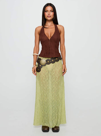Movie Stars Faux Suede Halter Top Brown