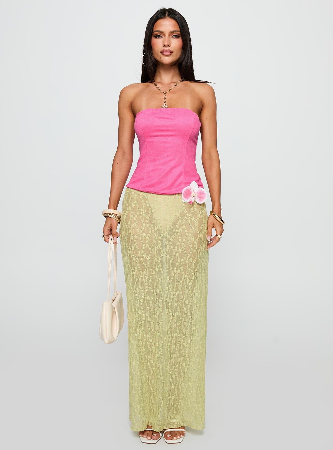 Plotline Strapless Top Pink