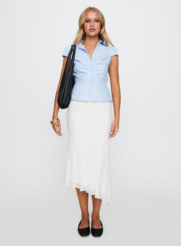 Mathylda Asymmetrical Lace Maxi Skirt White