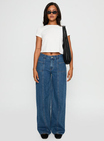 Taji Wide Leg Jeans Dark Blue