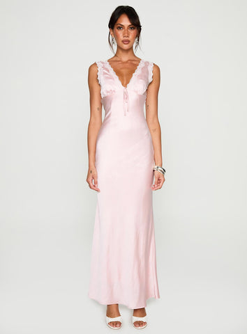 Liliya Lace Maxi Dress Pink