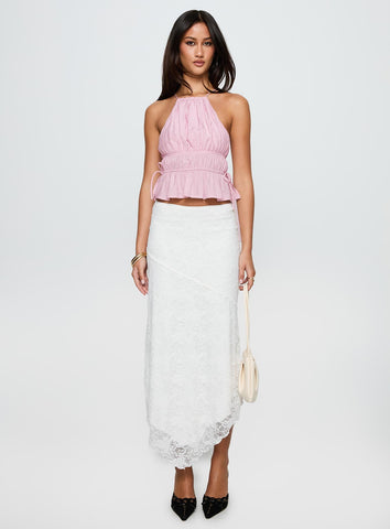 Freebirds Lace Midi Skirt White