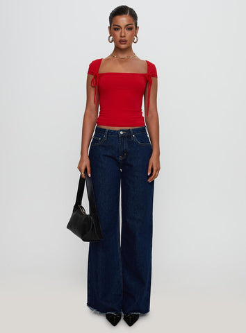 Daena Tie Detail Top Red