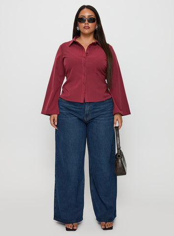 Anni Pinstripe Shirt Red Curve