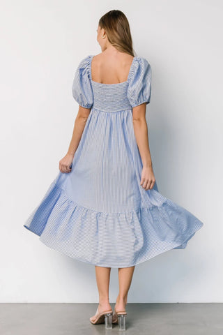 Poppy Midi Dress | Blue + Off White