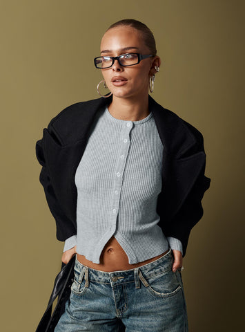 Suzu Long Sleeve Knit Top Grey