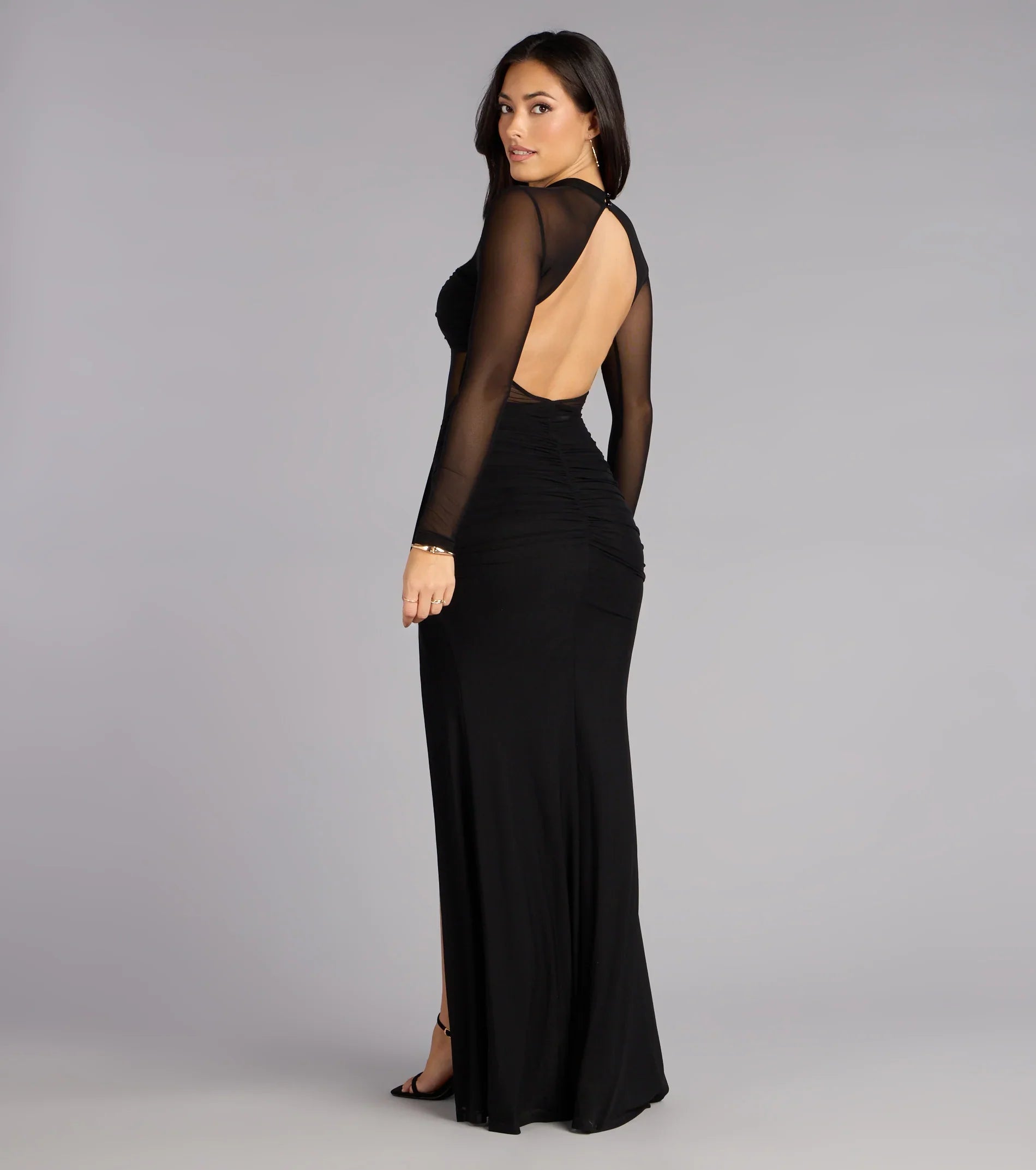 Raelyn Mesh Long Sleeve Mermaid Formal Dress