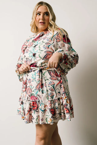 Tally Mini Dress | Off White Multi Print