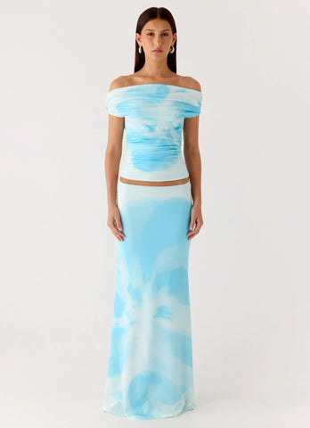 Moka Off Shoulder Top - Blooming Blue