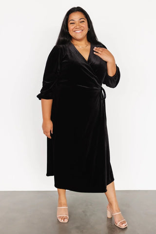 Beckinsale Velvet Wrap Dress | Black
