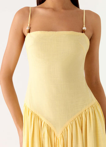 Aura Linen Maxi Dress - Lemon
