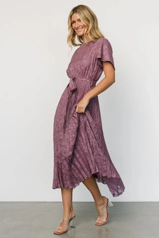Mindy Pleated Dress | Vintage Plum