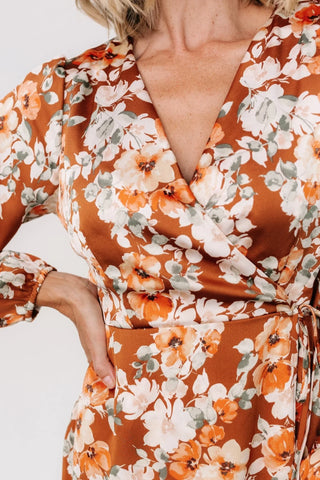 Clarissa Faux Wrap Midi Dress | Copper + Ivory