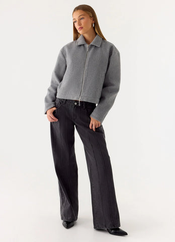 Enzo Faux Wool Jacket - Grey