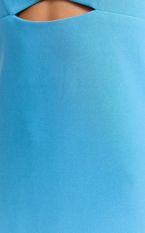 Teagan Mini Dress - Cut Out Low Back Bodycon Dress in Blue