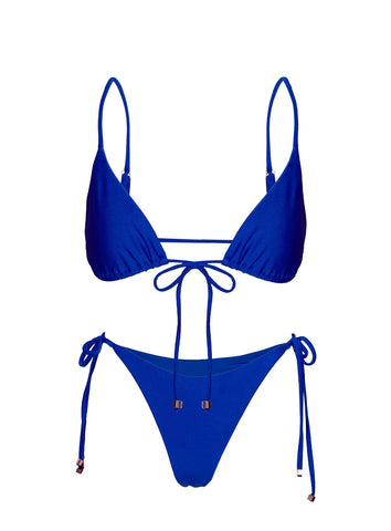 Vaughn Shine Double Tie Side Bikini Bottoms Blue