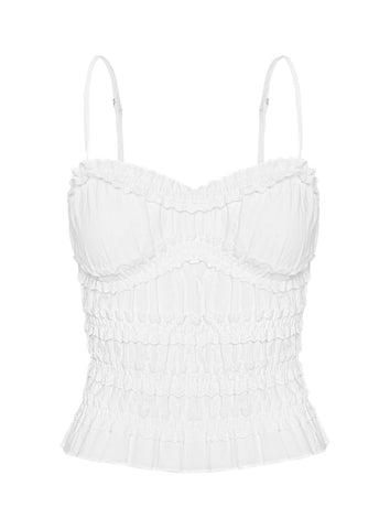 Angelie Cotton Ruched Top White