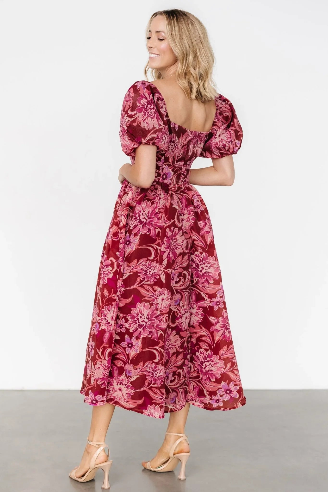 Samara Midi Dress | Rust + Pink