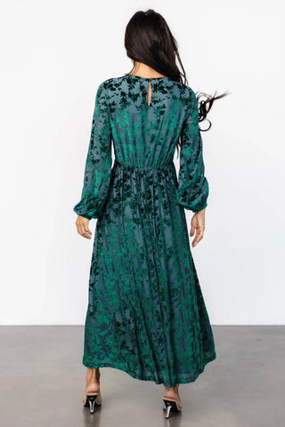 Thora Velvet Dress | Emerald Floral