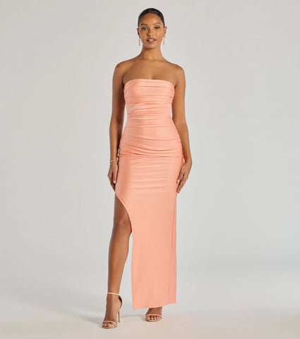 Anisley Strapless High Slit Column Formal Dress